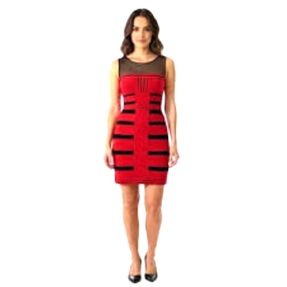 BCBG Max Azria Black and Red Cocktail Dress - Size 6 - Picture 3 of 8